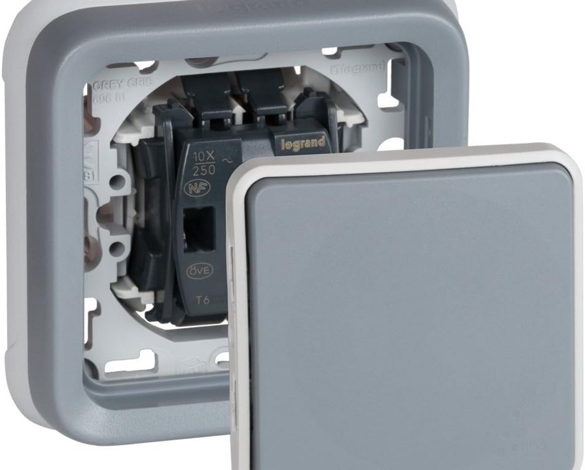 Waterdichte Opbouw Drukknop IP55 Grijs voor Buiten
