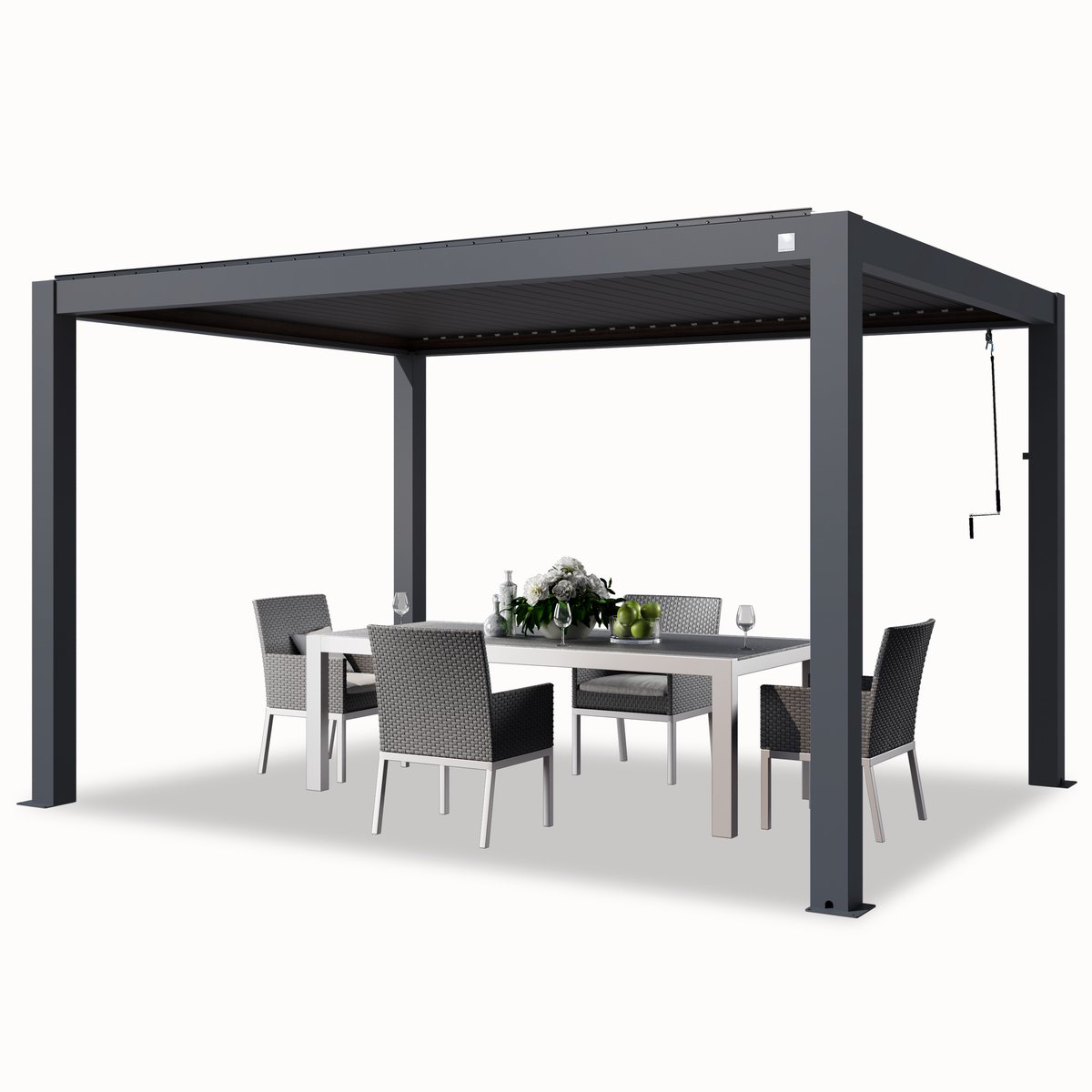 PRIMEYARD Pergola 3x4 m staanders van aluminium met aluminium lamellendak paviljoen antraciet