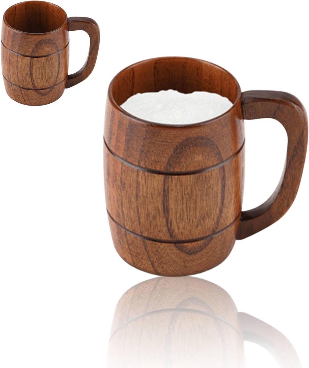 Houten Reismok met Handvat voor Bier - Geschenk - Feest - Kerst - 400 ml