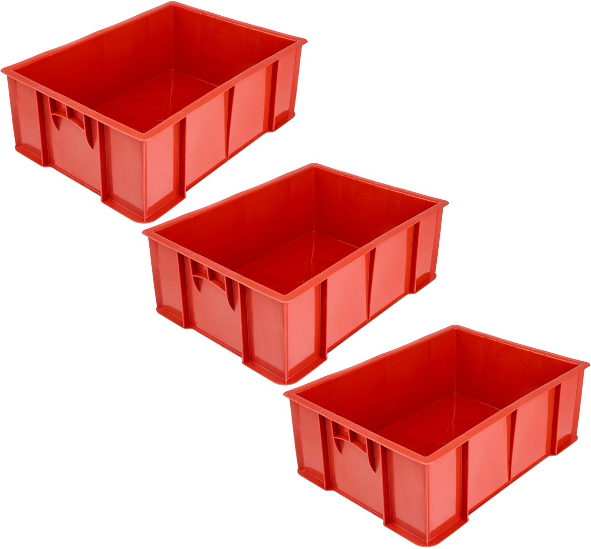 Garronda Vleeskrat 49x36x17 cm – Voedselveilig – 3 stuks – Rood – GD-CRI-CratePlina