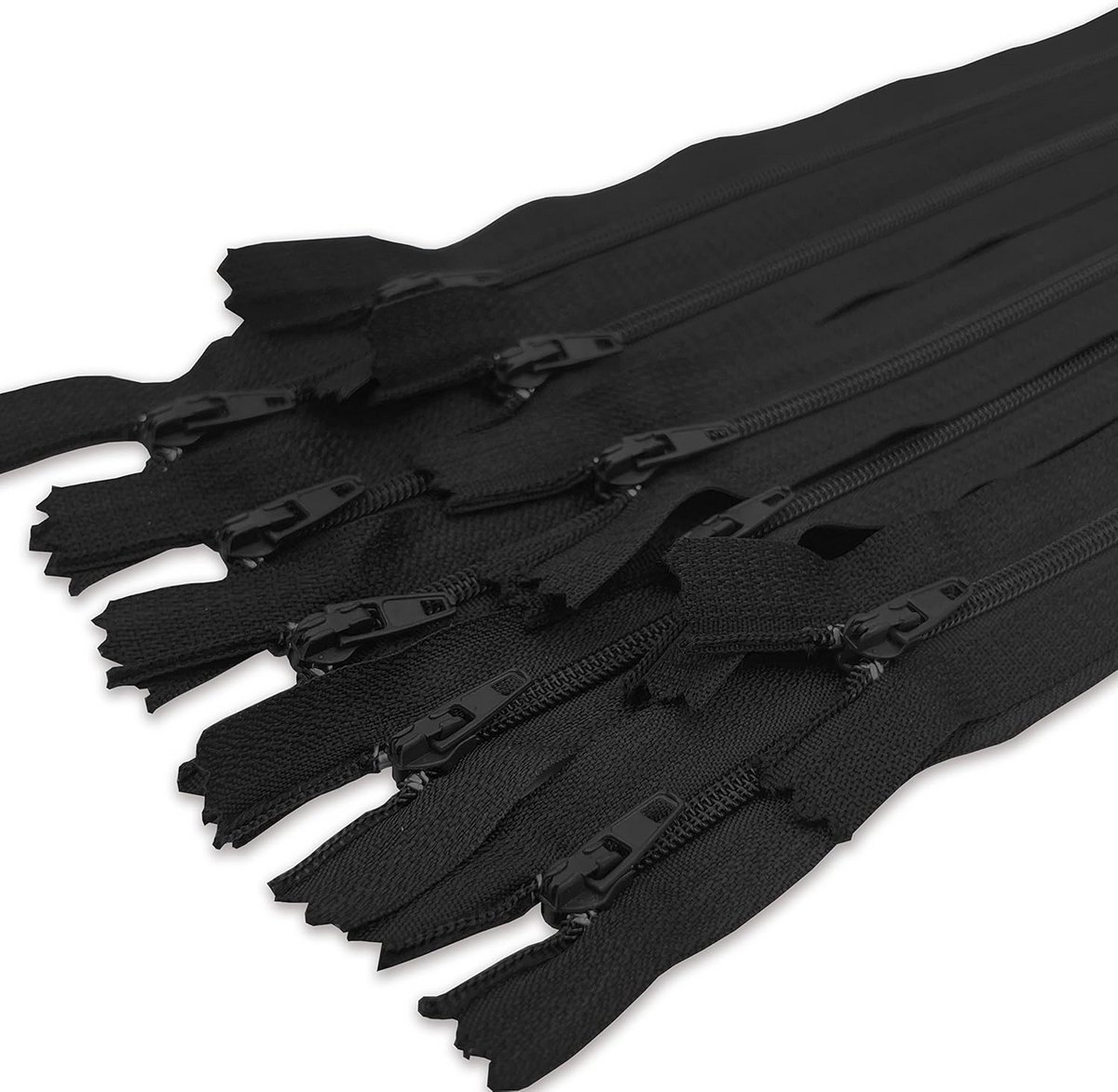 10 Stuks Zwarte Nylon Ritssluitingen 20 cm voor Naaien en Knutselen