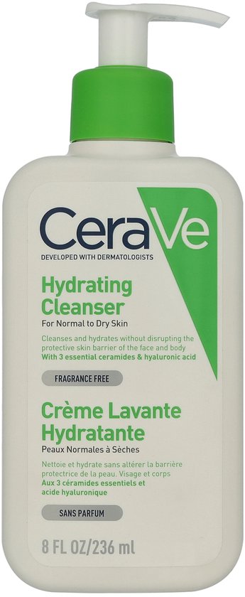 CeraVe Hydraterende Reinigingscrème - voor een normale tot droge huid - met 3 Essentiële Ceramiden - 236ml