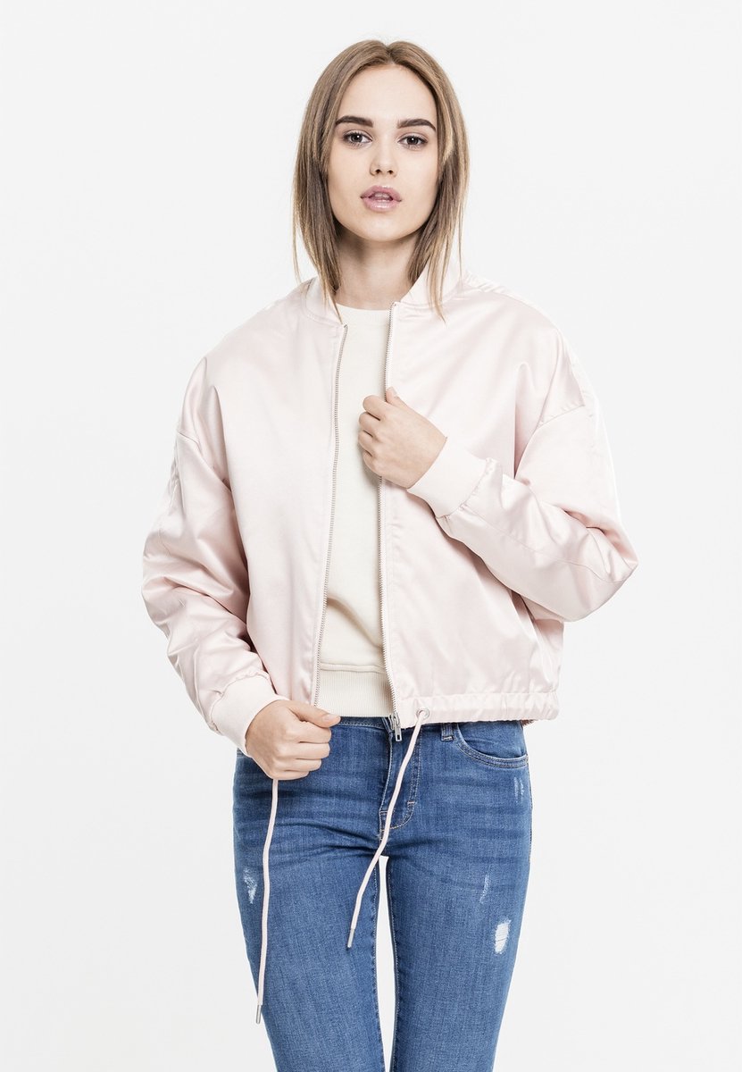 Urban Classics Jacket -XS- Kimono Blouson Satijn look Roze