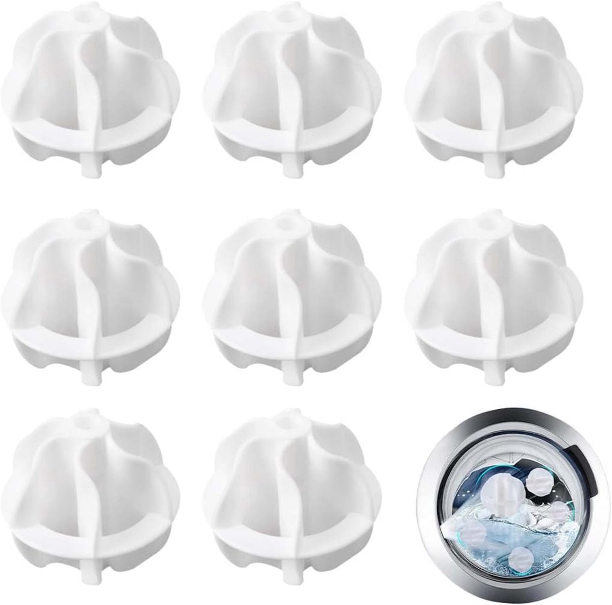 8 Stuks Herbruikbare Wasdrogerballen voor Pluizen en Dierenharen