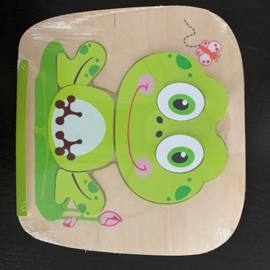 Houten Vormenpuzzel Kikker - Simply for Kids - My First Puzzel - Vanaf 1 jaar van Simply for kids — afbeelding 2