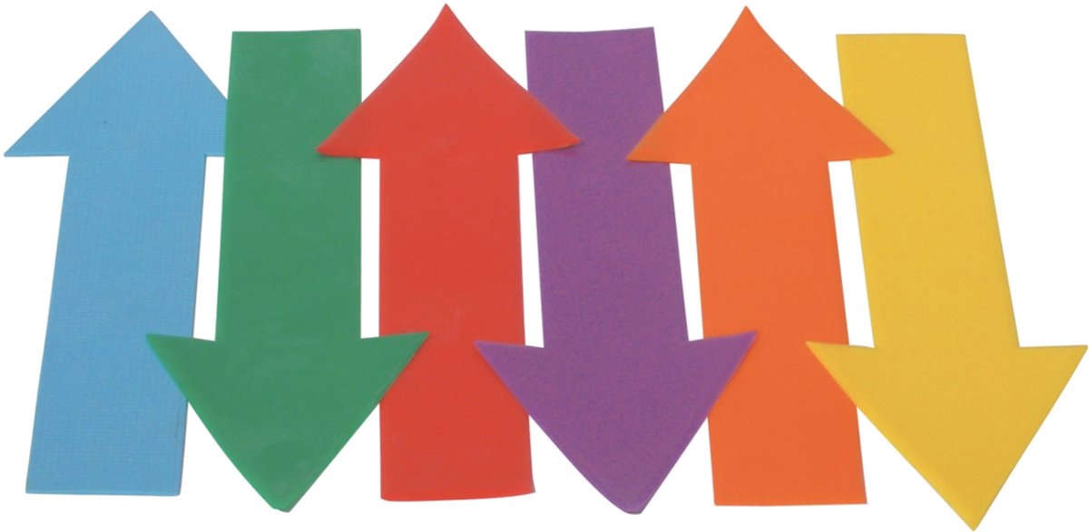 Spordas vloermarkers pijlen set van 6 - antislip PVC speelvloer.