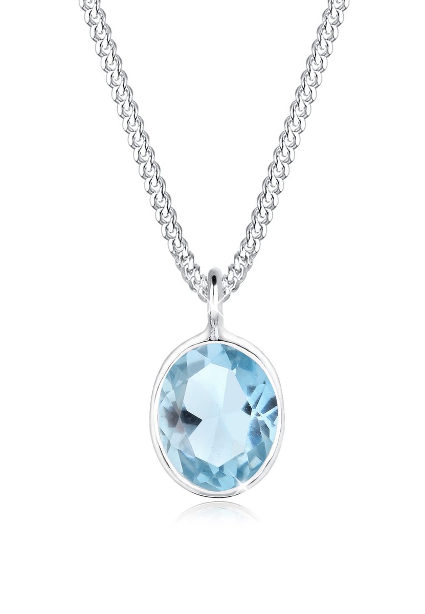 Elli - Halsketting - Dames Eenzaam Hanger Elegant met Topaas Lichtblauw in 925 sterling zilver - Dames