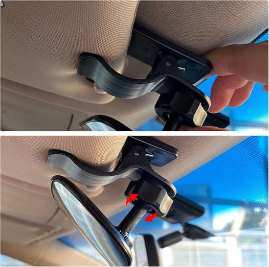 ECTEATOY® Auto Achterbankspiegel Baby - 360° Verstelbare Groothoekspiegel - Universeel voor Binnen en Kinderwagen - Zwart — afbeelding 4