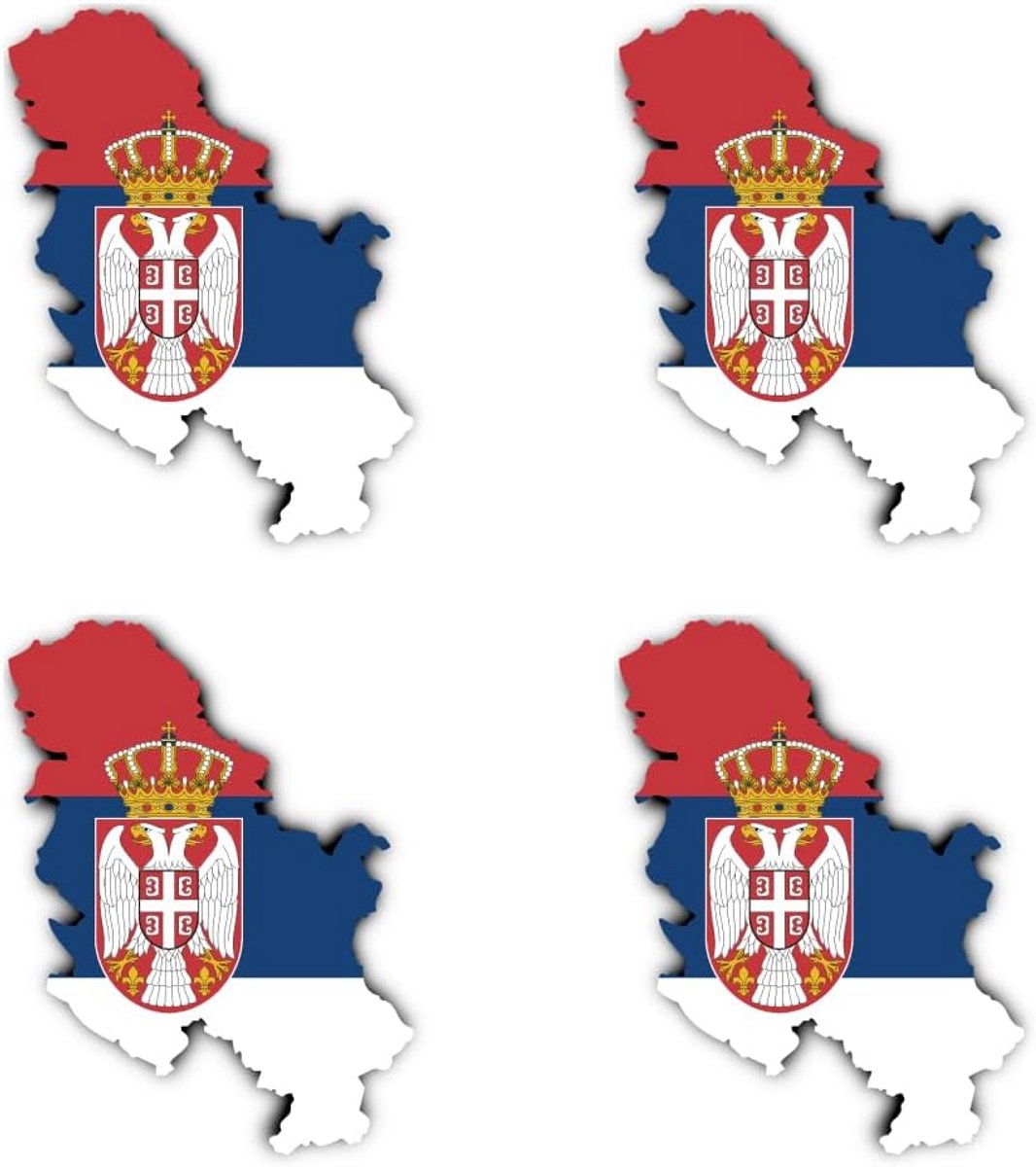 Sticker Vlag Servië RS 100mm 4 Stuks Set voor Auto Laptop en Diversen