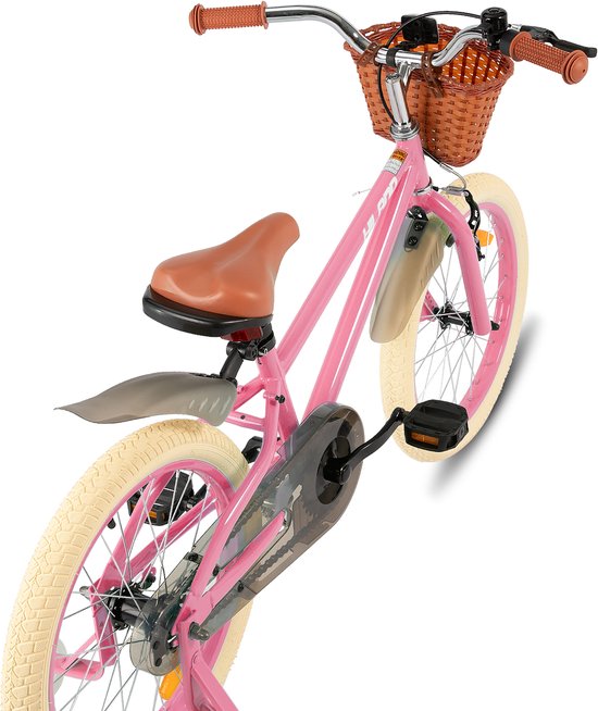 Hiland Meisjesfiets - 18 Inch - Met Mandje & Zijwieltjes - Handrem & Terugtraprem - Roze - Geschikt voor buitenactiviteiten in de lente van Hiland — afbeelding 3