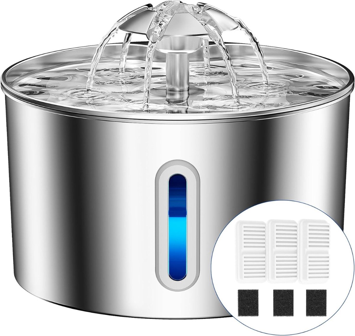 Octav8® Drinkfontein Kat - Automatische Waterfontein - Drinkbak Kat - Roestvrij staal - 2.2 L