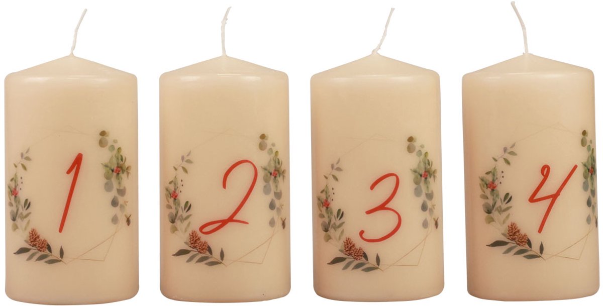 Adventskrans kaarsenset 1-4 crème kerstmotief RAL-kwaliteit Made in Ge