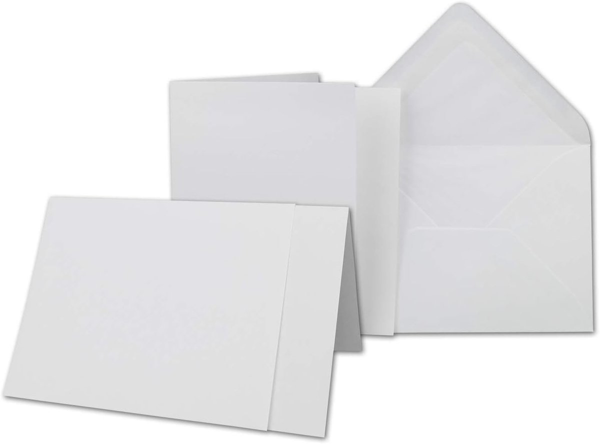 50x Set Wenskaarten Gevoerd DIN A6 Wit Inclusief Enveloppen Bestellen