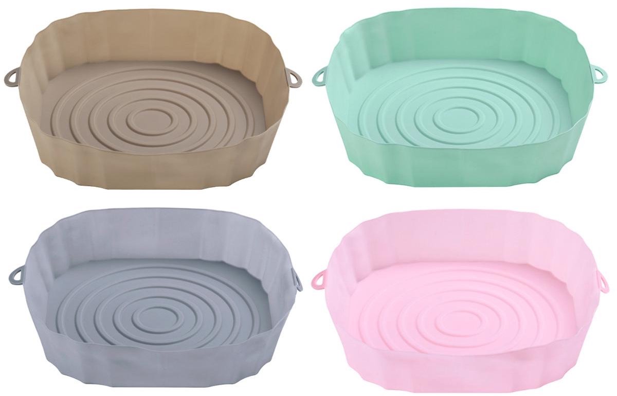 Airfryer voeringen – Siliconen ronde anti-aanbak liners – 4 stuks – Zwart