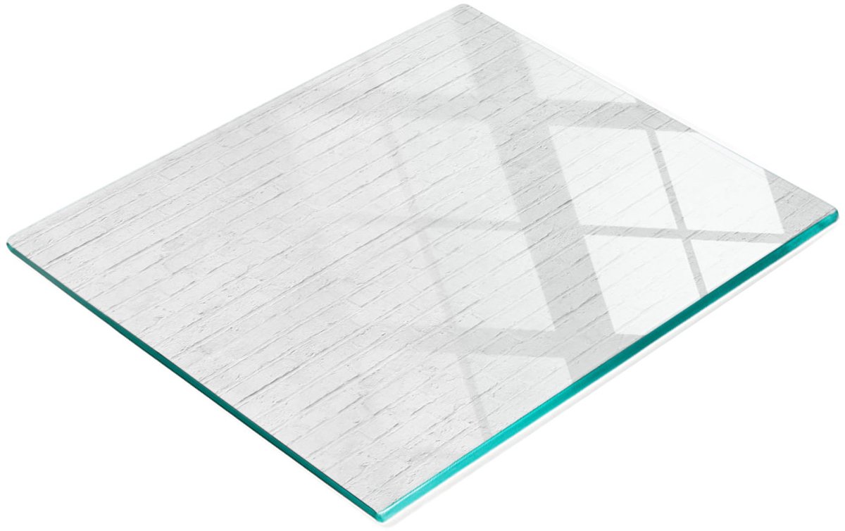 Decoratieve glazen snij- en serveerplank met bakstenen muurmotief, 60x52 cm