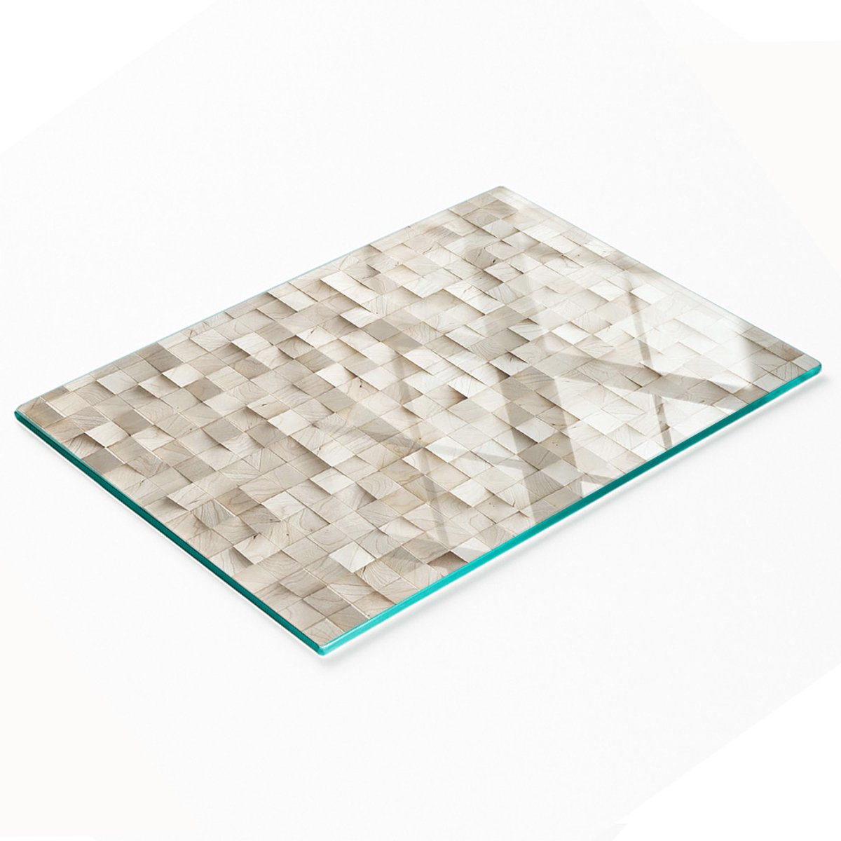 Keuken serveerplank van gehard glas met afbeelding, hout, 80x52 cm