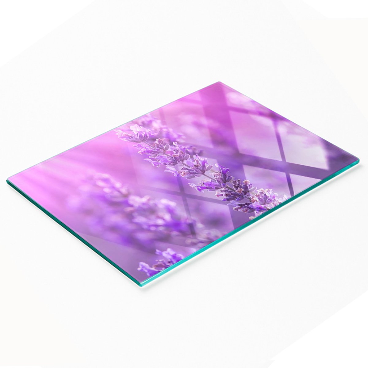 Decoratieve snijplank van gehard glas in lavendelkleur, 80x52 cm