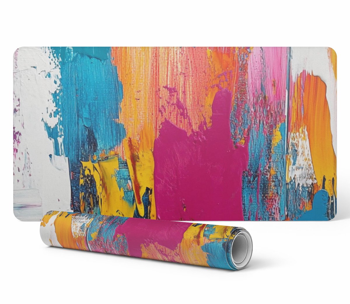Vinyl beschermmat met een modern abstract chaospatroon, 90x45 cm