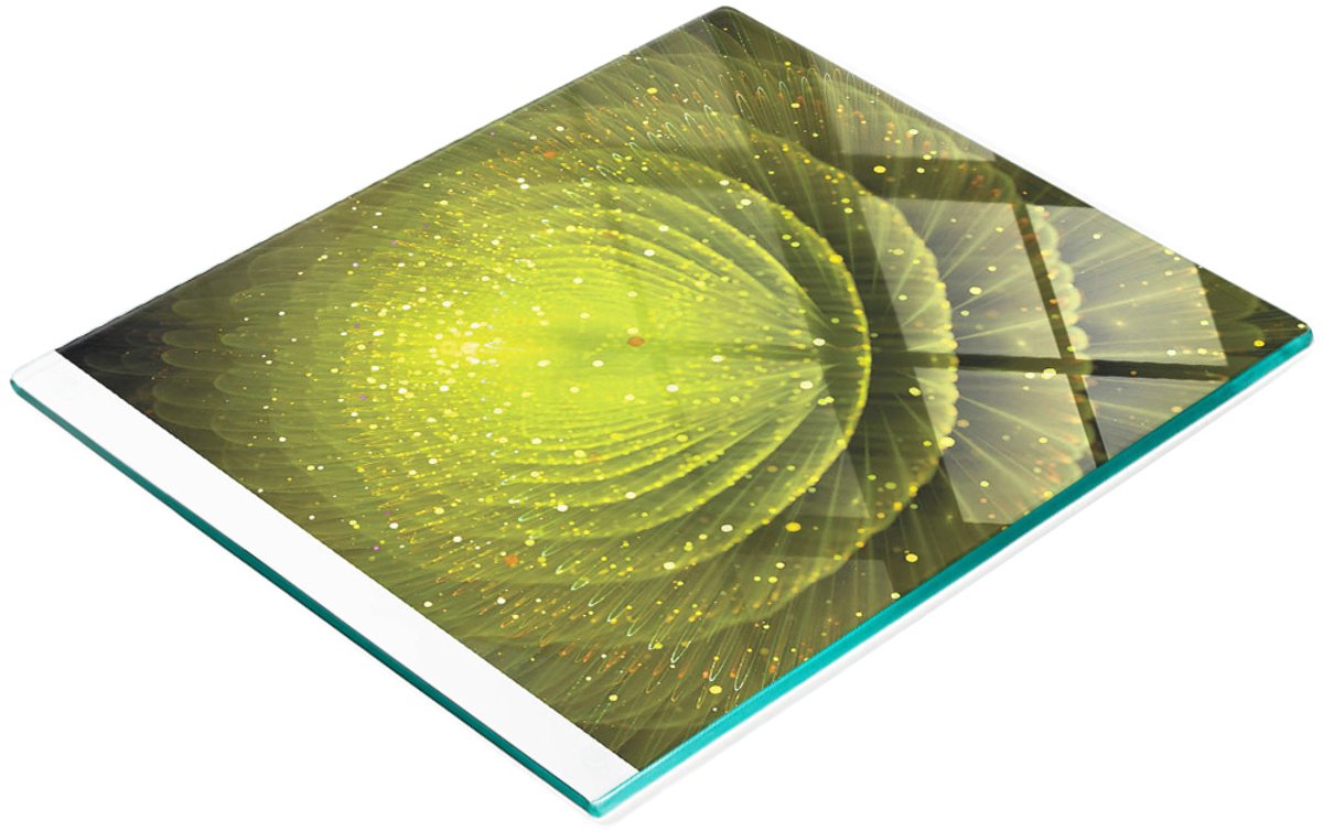 Glazen serveerplank met fractale bloemmotieven 60x52 cm