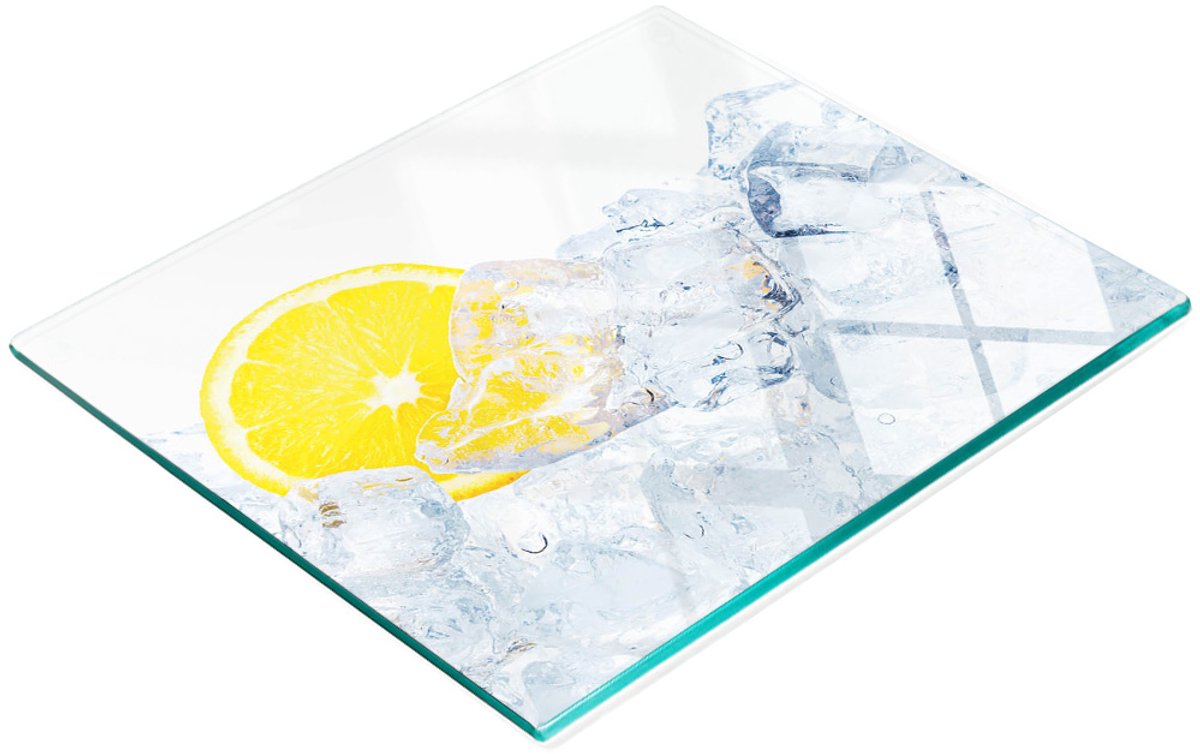 Keukenplank van gehard glas met citroenijsblokjesmotief, 60x52 cm