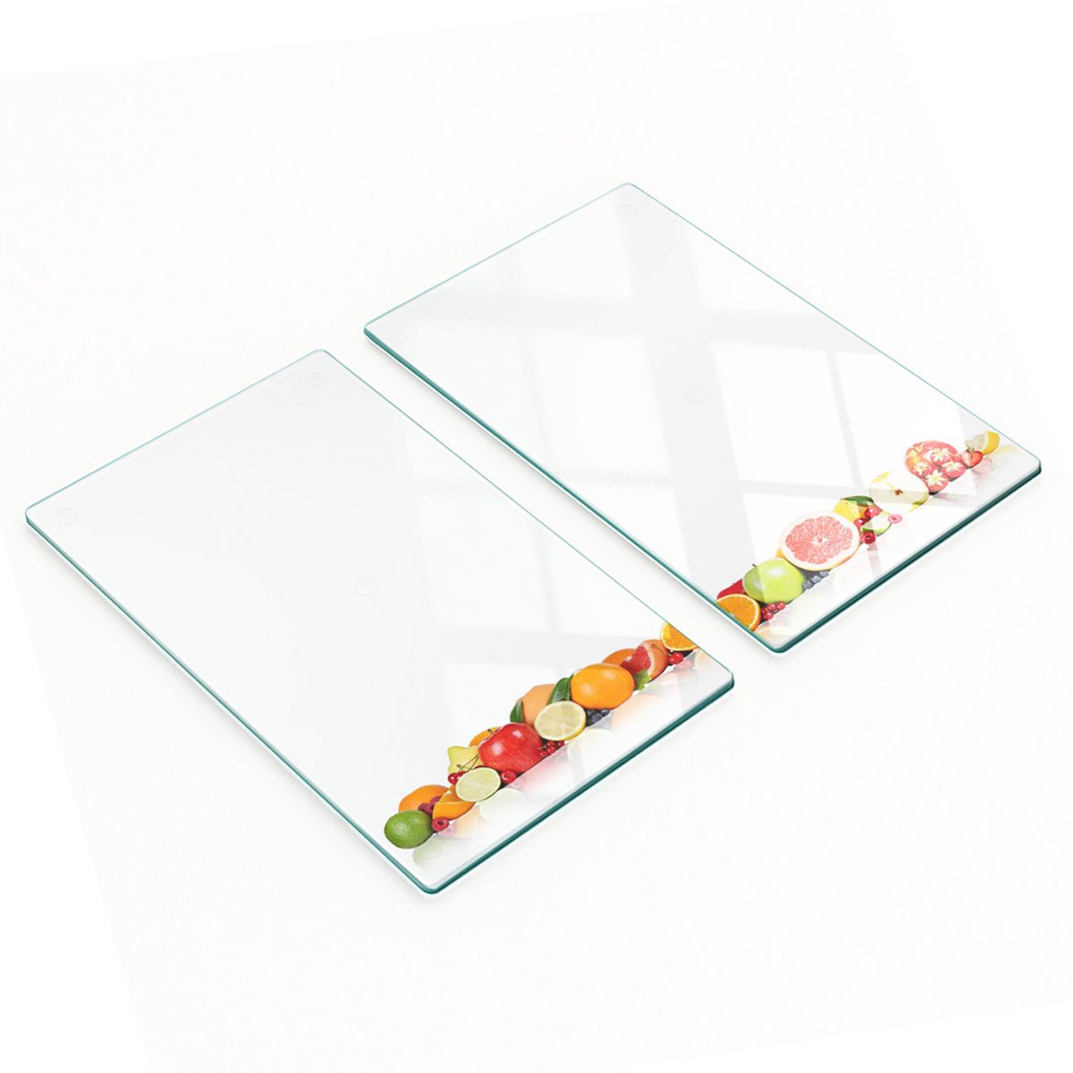 Glazen serveerplanken met kleurrijke fruitafbeeldingen 2x30x52 cm