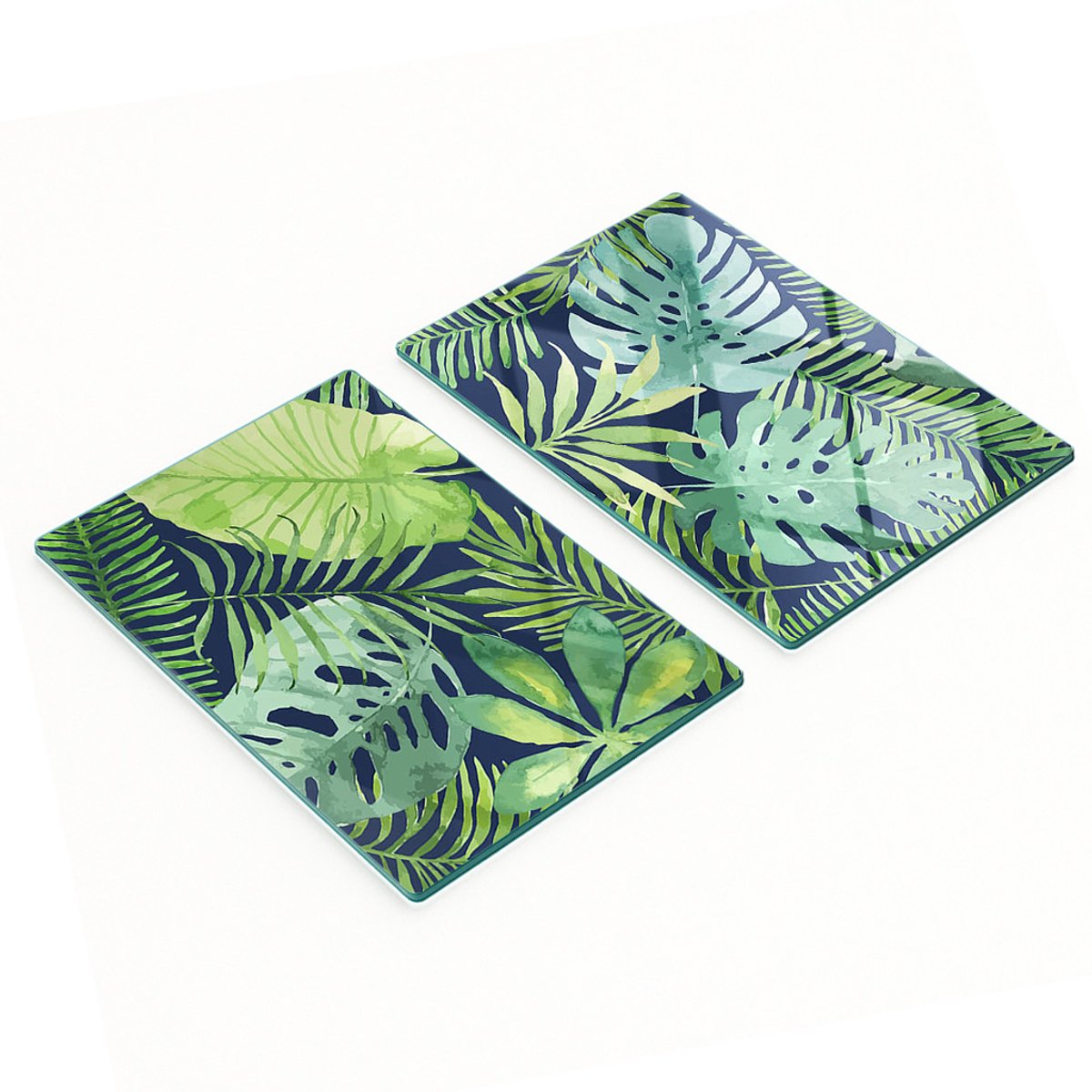 Multifunctionele decoratieve glazen borden met tropische bladeren, 2x40x52 cm