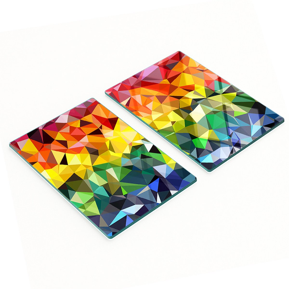 Set van twee glazen snijplanken met geometrische vormen, 2x40x52 cm