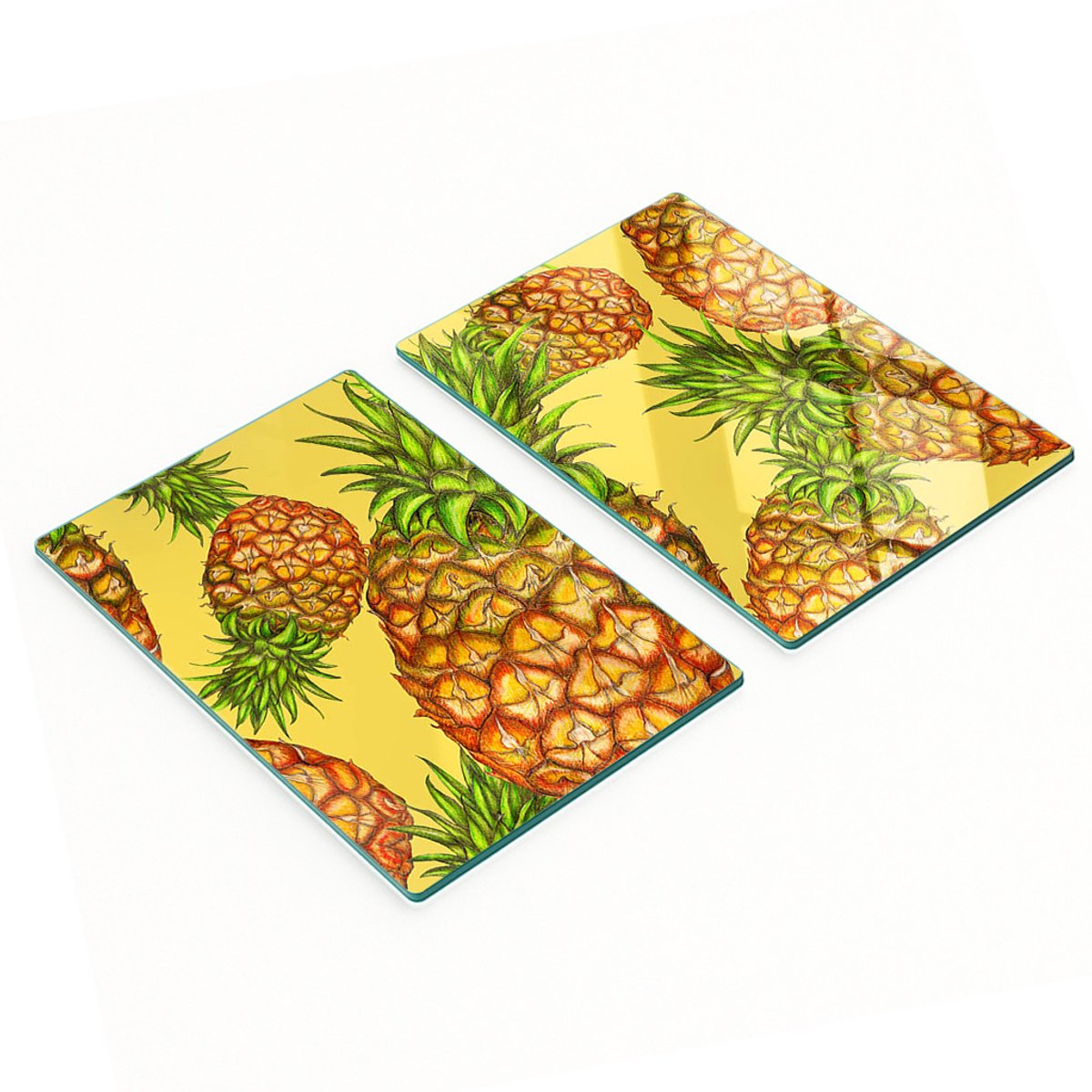 Multifunctionele decoratieve glazen borden met ananasprint 2x40x52 cm