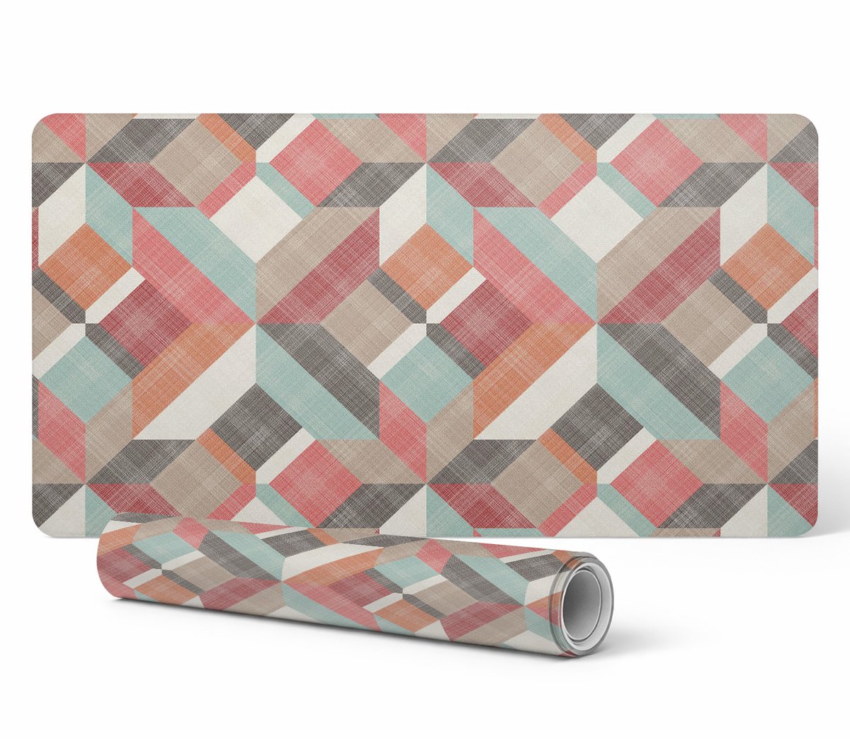 Duurzame gamingmat met geometrisch retropatroon, 90x45 cm