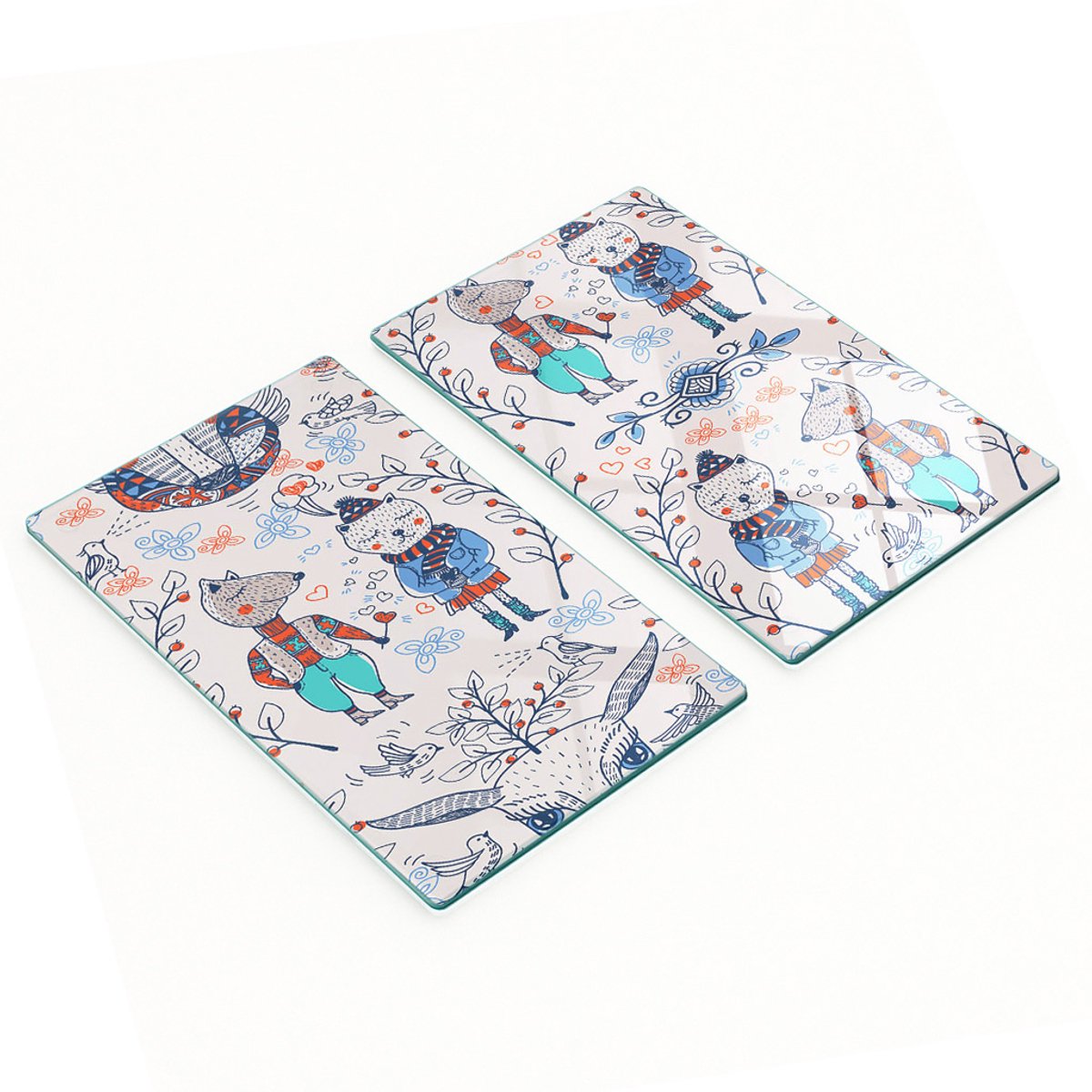 Stijlvolle en duurzame glazen borden met grappige dierenprint, 2x30x52 cm