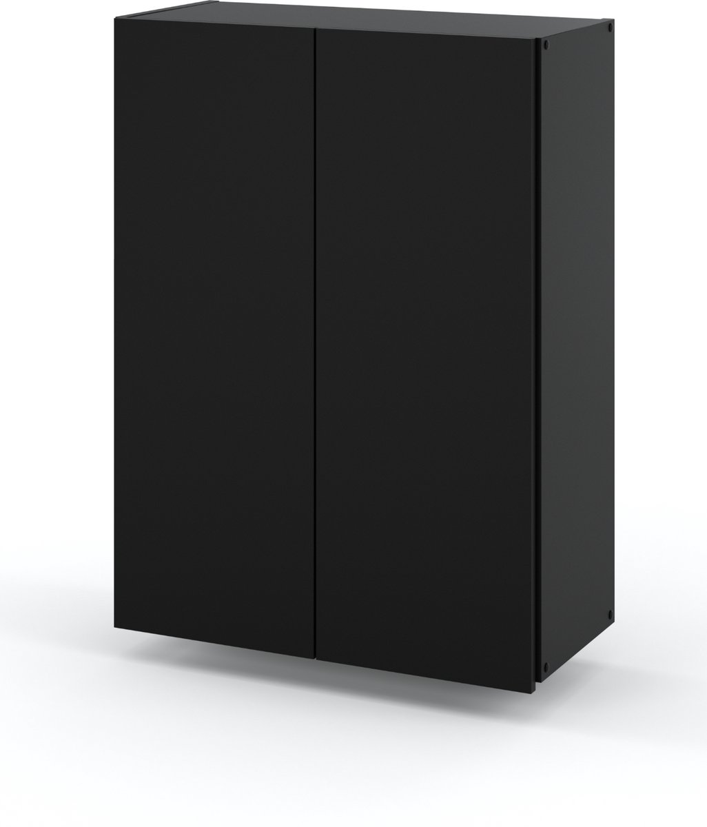 Zwarte wandkast voor de badkamer, 60 cm, badkamerkolom, badkamermeubel
