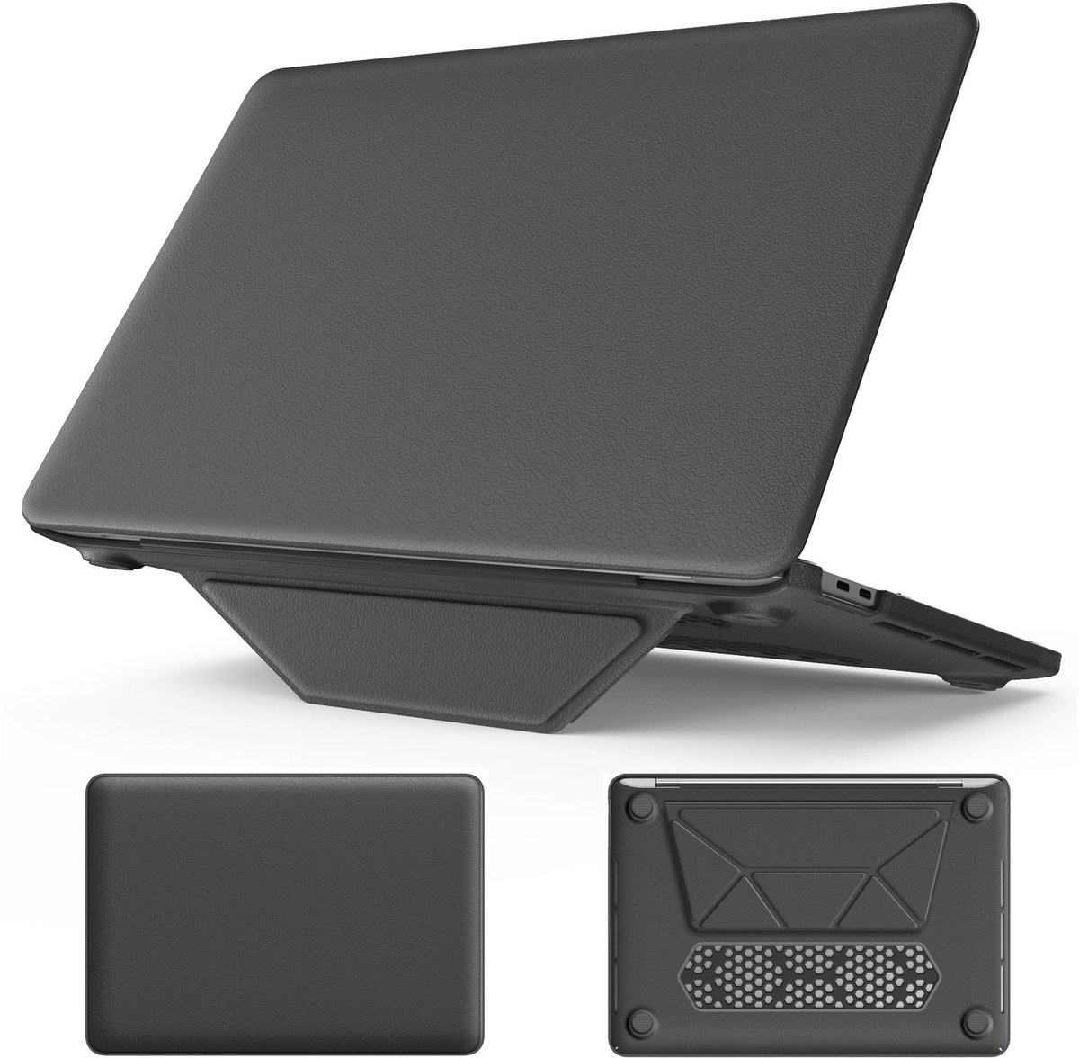 Turtle Shift vegan leer Laptopcover geschikt voor MacBook Pro 13' inch - 2022 / 2020 / 2018 - A2338 / A2289 / A2251 / A2159 / A1989 / A1706 / A1708 - Grijs