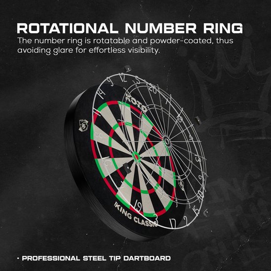 KOTO King Classic dartbord met draaibare nummerring.