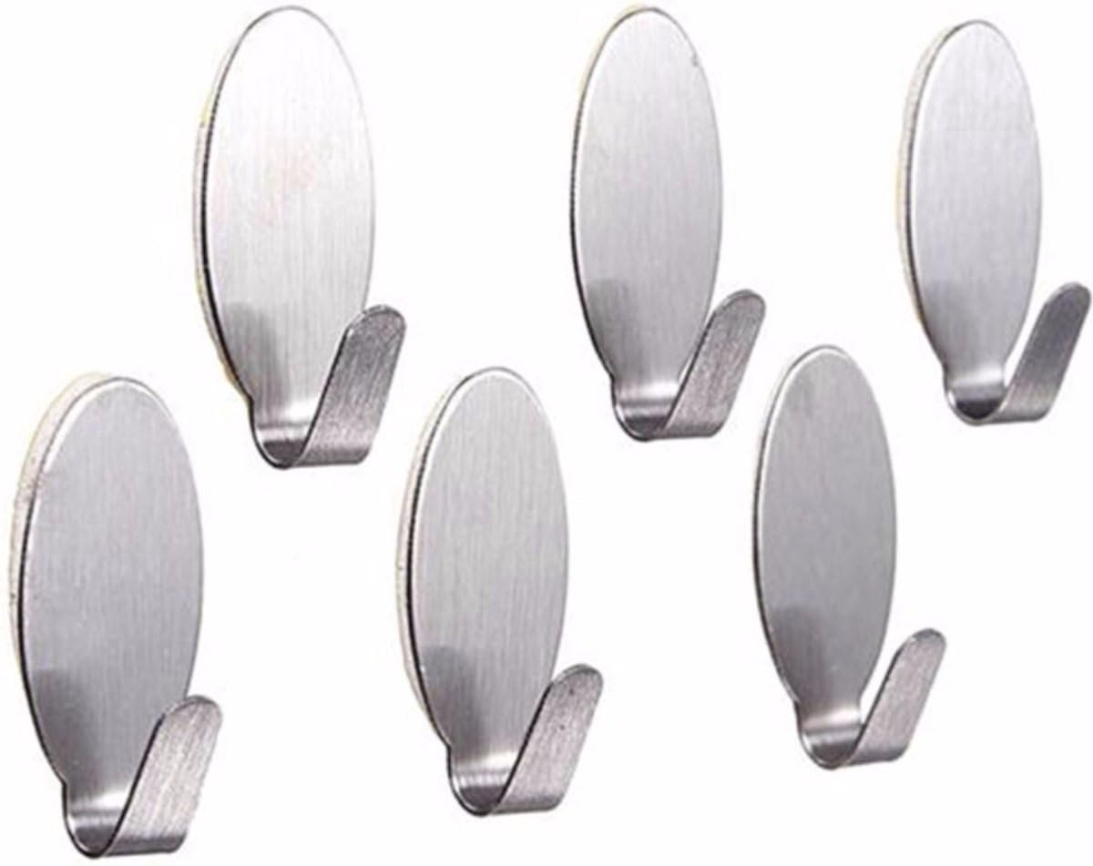 Okado Zelfklevende Ophanghaken 12 Stuks, Ovale RVS Plakhaken Zonder Boren, Voor Handdoeken Jassen Tassen, Keuken Badkamer, 2,9 x 1,6 cm