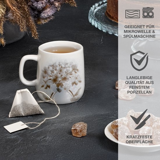 Moritz & Moritz BLOSSOM 24-delig Serviesset 6 Persoons Grijs - Porselein Koffieservies met Borden, schalen en Kopjes — afbeelding 4