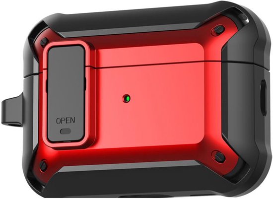 Telestore - Hoesje geschikte voor AirPods Pro 3 - TPU hybride hoesje Beschermhoes - Shockproof AirPods Pro 3 Cover - AirPods Pro 3 Hoesje - Geschikt voor Apple Airpods Pro 3 - rood - hard en TPU cover met sleutelhanger