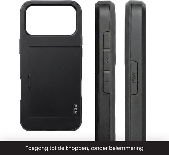 Étui R2B pour iPhone 17 Pro Max avec porte-cartes - 3 cartes - Protection d'écran - Housses de téléphone - Étui pour téléphone portable adapté à iPhone 17 Pro Max - Étui de téléphone - Modèle Utrecht