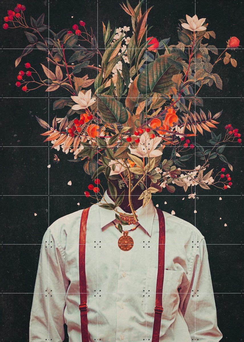 IXXI Foliage, Frank Moth - 100 x 140 cm - Gratis ophangtool - Grote wanddecoratie en posters - Digitale Kunst, Surrealisme, Collage, Slaapkamer