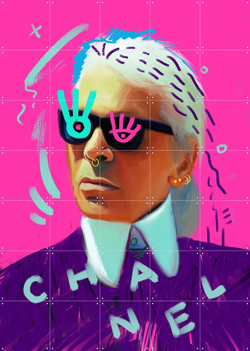 IXXI Designer Karl, Pop-art by Tadej - 100 x 140 cm - Gratis ophangtool - Grote wanddecoratie en posters - Illustraties, Pop art, Speels, Kleurrijk
