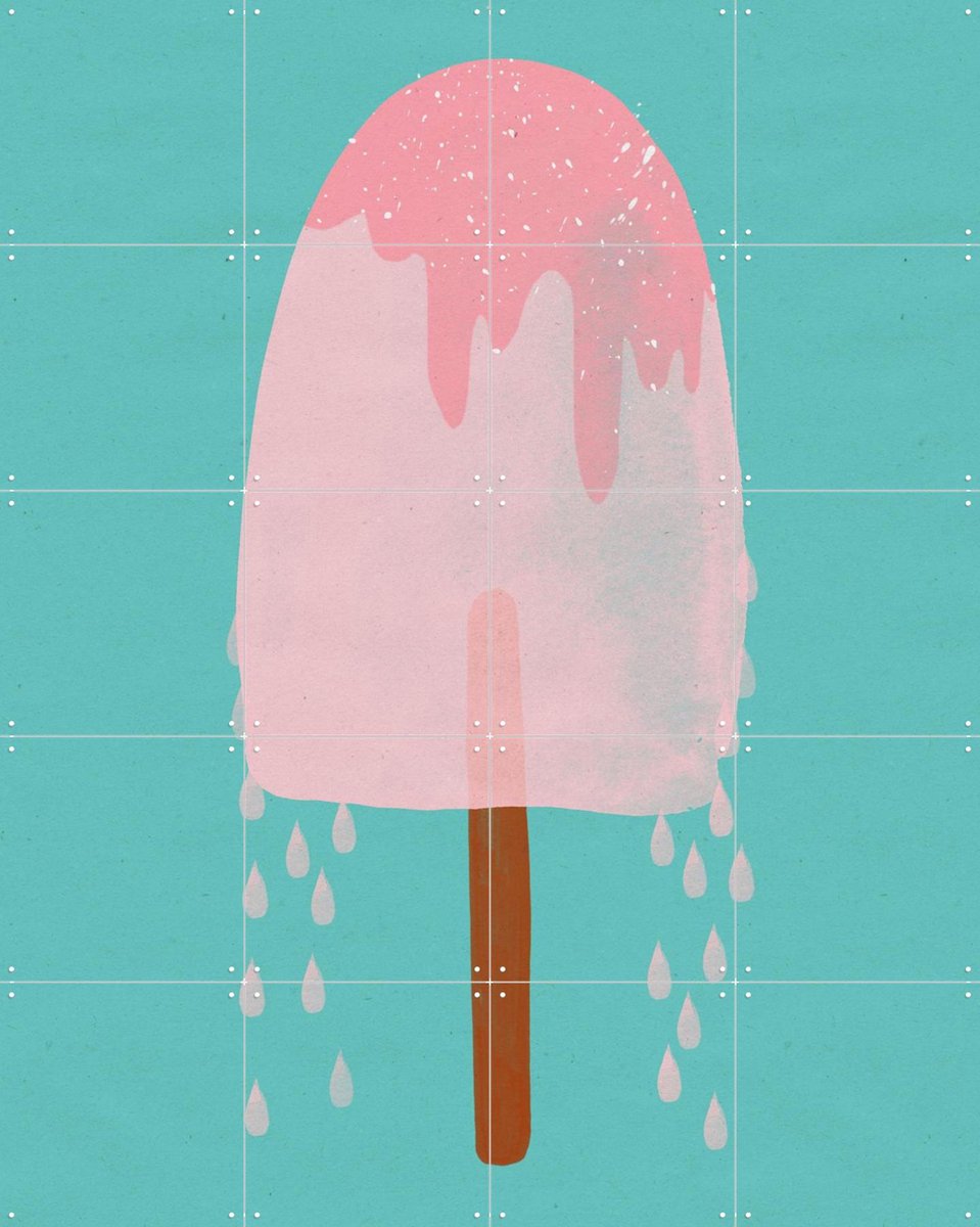 IXXI Yummy Ice Cream, Treechild & Various - 80 x 100 cm - Gratis ophangtool - Grote wanddecoratie en posters - Illustraties, Kleurrijk, Grafisch