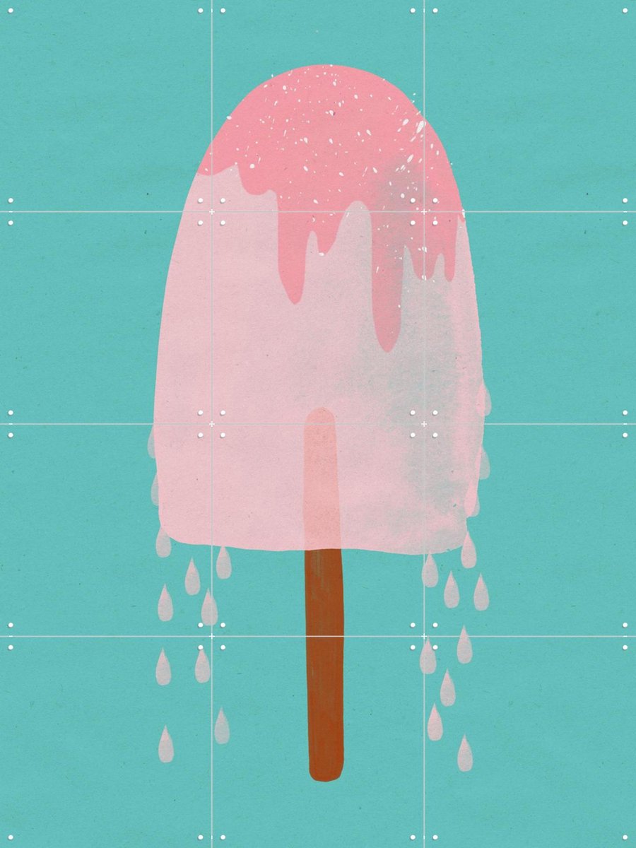 IXXI Yummy Ice Cream, Treechild & Various - 60 x 80 cm - Gratis ophangtool - Grote wanddecoratie en posters - Illustraties, Kleurrijk, Grafisch