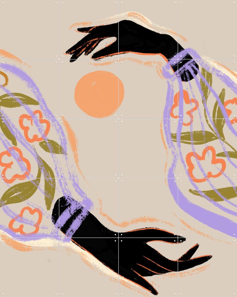 IXXI Embrace the Sun, Arty Guava - 80 x 100 cm - Gratis ophangtool - Grote wanddecoratie en posters - Illustraties, Digitale Kunst, Speels, Woonkamer