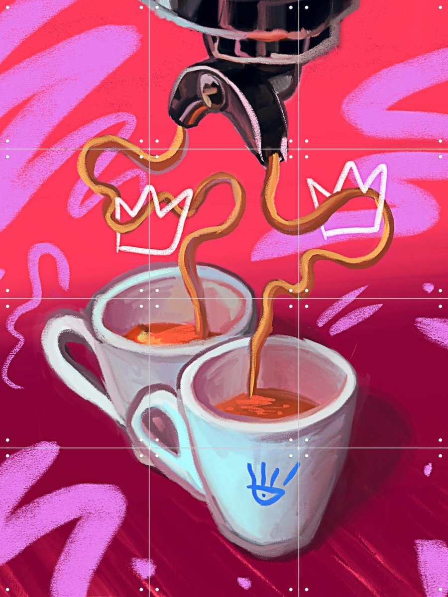 IXXI Coffee Lovers, Pop-art by Tadej - 60 x 80 cm - Gratis ophangtool - Grote wanddecoratie en posters - Digitale Kunst, Pop art, Illustraties