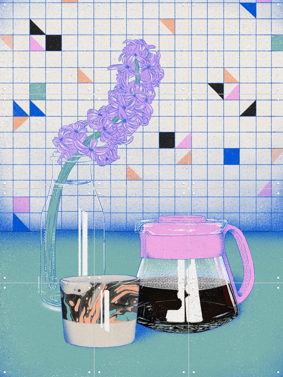 IXXI Coffee Drip, Ada Jarzebowska & Various - 60 x 80 cm - Gratis ophangtool - Grote wanddecoratie en posters - Grafisch Ontwerp, Geometrische Kunst