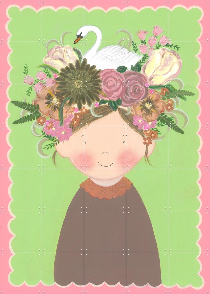 IXXI Flora met Fauna, Desirée van Hattem - 100 x 140 cm - Gratis ophangtool - Grote wanddecoratie en posters - Fantasierijk, Speels, Illustraties