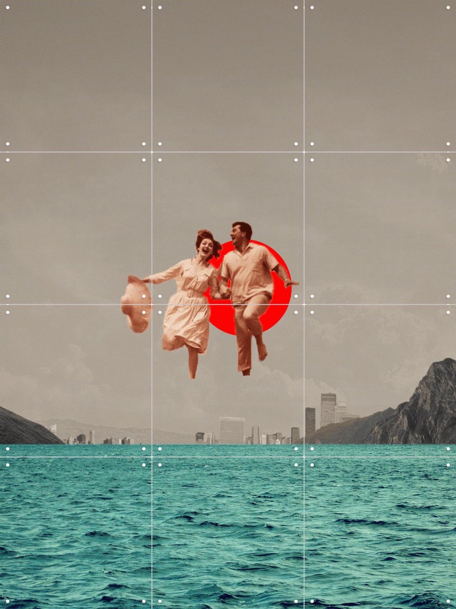 IXXI Don't look back, Frank Moth - 60 x 80 cm - Gratis ophangtool - Grote wanddecoratie en posters - Digitale Kunst, Vintage, Speels, Surrealisme
