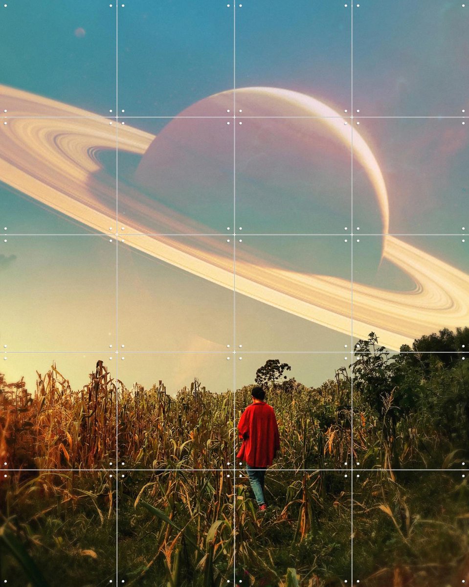 IXXI Saturn View, Fran Rodriguez - 80 x 100 cm - Gratis ophangtool - Grote wanddecoratie en posters - Digitale Kunst, Kleurrijk, Surrealisme