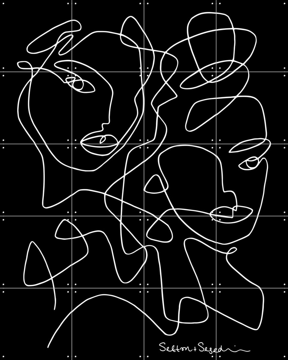IXXI The Blossoming black, Sefton & Segedin - 80 x 100 cm - Gratis ophangtool - Grote wanddecoratie en posters - Line art, Illustraties, Grafisch