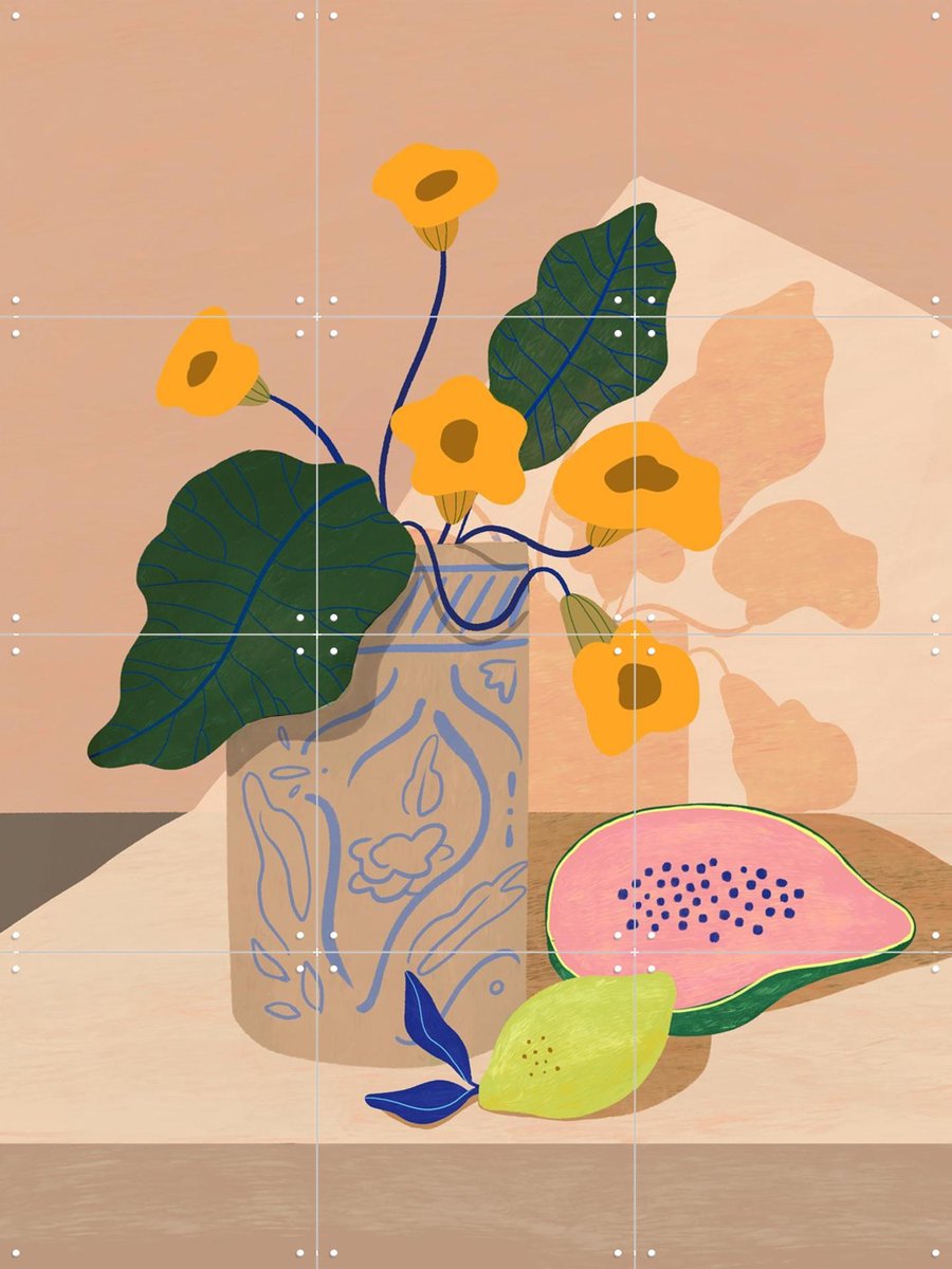 IXXI Lemon Papaya, Arty Guava - 60 x 80 cm - Gratis ophangtool - Grote wanddecoratie en posters - Grafisch Ontwerp, Illustraties, Kleurrijk, Speels