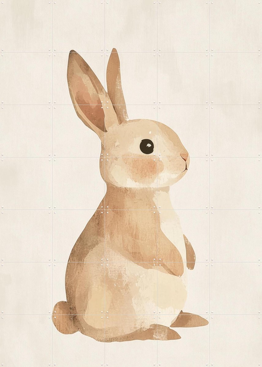 IXXI Little bunny, Treechild & Various - 100 x 140 cm - Gratis ophangtool - Grote wanddecoratie en posters - Illustraties, Aquarel, Speels, Babykamer
